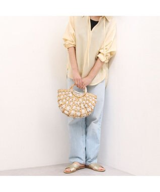 UNBILLION カシュカシュ cachecache / バンクワンコンビラウンドカゴバッグ アイボリー