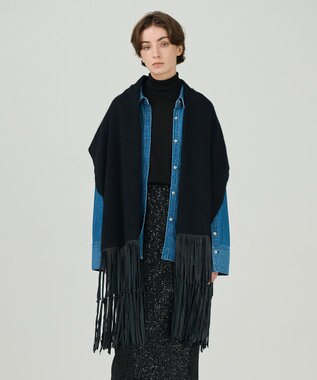 GRACE CONTINENTAL フリンジストール ブラック