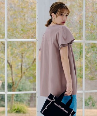 Tiaclasse 【UVケア・接触冷感】“あまラク” シフォンフレアスリーブカットソーチュニック ブルー