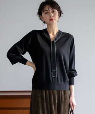 【洗える】ウーステッドウール ボウタイ ニット