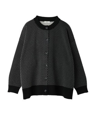 earth music&ecology ダイヤ柄ジャガードカーディガン Black