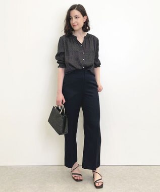 自由区 【接触冷感・速乾・UVカット・撥水・防シワ】リネンライクツイル ワイドストレート ネイビー系