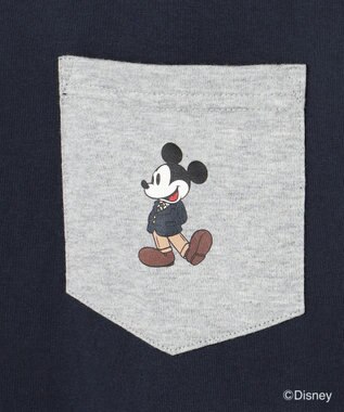 J.PRESS MEN 【DISNEY COLLECTION】【UNISEX】クレイジーパターンワンポイント Tシャツ / ミッキーマウス ネイビー系