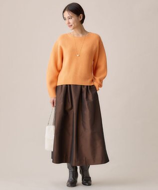 自由区 L 【洗える】ウールカシミヤブレンドプルオーバー ニット パーシモンオレンジ