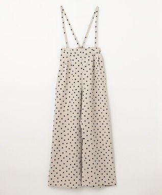 ANY KIDS 麻ライク ドット柄 ガウチョ ベージュドット