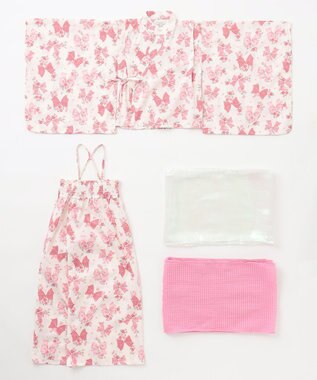 ANY KIDS 3WAY ロング丈 浴衣 セット リボン×総柄