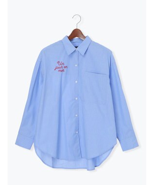 Te chichi ポイント刺繍シャツ ストライプ