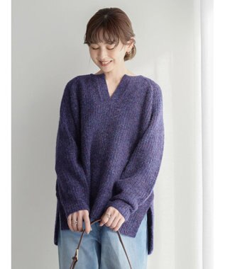 AMERICAN HOLIC ミックスヤーンカフタンニットプルオーバー Purple