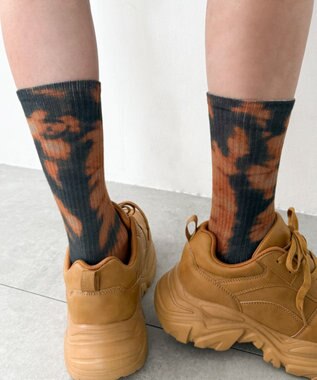 WEGO タイダイプリントソックス ブラウン