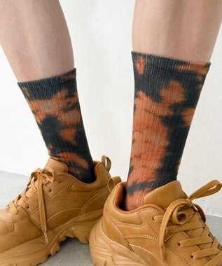 WEGO タイダイプリントソックス ブラウン