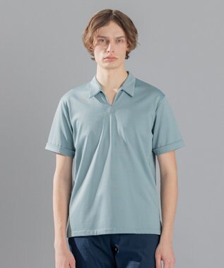 JOSEPH HOMME コットンナイロンテリー　スキッパー スカイブルー系