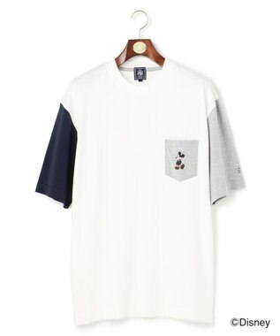 J.PRESS MEN 【DISNEY COLLECTION】【UNISEX】クレイジーパターンワンポイント Tシャツ / ミッキーマウス ホワイト系