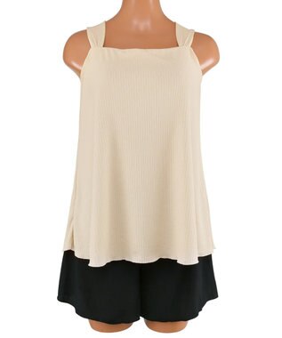 San-ai Resort（三愛水着楽園） WEB限定商品　タンキニキュロパンセット水着　9M・11L　【San-ai Resort（サンアイリゾート）】 ベージュ×ブラック