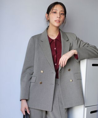 ANY SIS ビューティサーモ2WAYストレッチ テーラードジャケット グレーシャンブレー