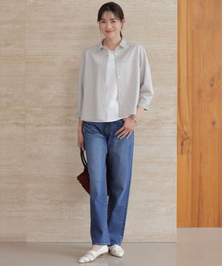 J.PRESS LADIES S 【洗える】BASIC STRETCH DENIM ボーイフィット デニム ユーズド系