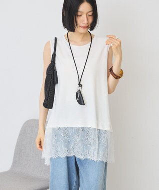 AMERICAN HOLIC 裾レースノースリーブプルオーバー Off White