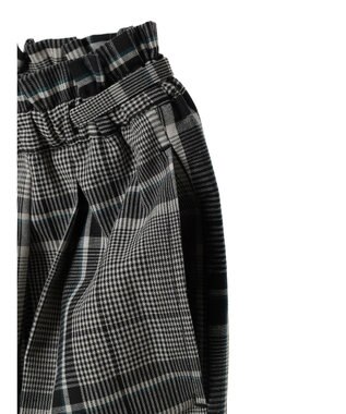 Green Parks 綿麻混バギーパンツ Check Black