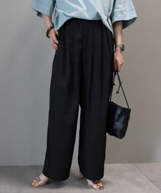 AMERICAN HOLIC イージーケア＋接触冷感ウエストタックワイドパンツ Black