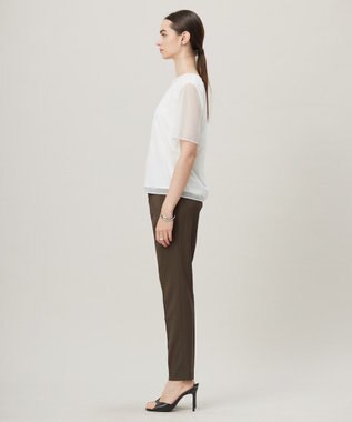 ICB L 【洗える】ハイゲージチュールコンビ カットソー オフホワイト系