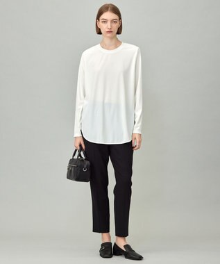 ICB L 【マシンウォッシャブル可】ライトトリコット バックスリット入り長袖プルオーバー オフホワイト系