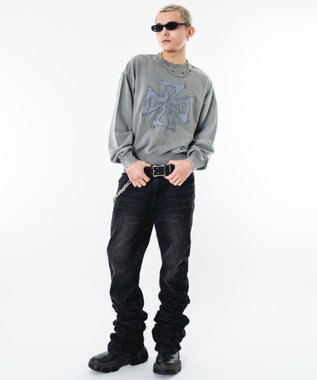 WEGO 【ユニセックス着用ITEM】ブリーチハトメロゴプルオーバー グレー