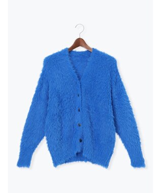 Te chichi シャギーVネックカーディガン ブルー