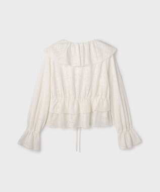 GRACE CONTINENTAL エンブロイダリーフリルブラウス ホワイト