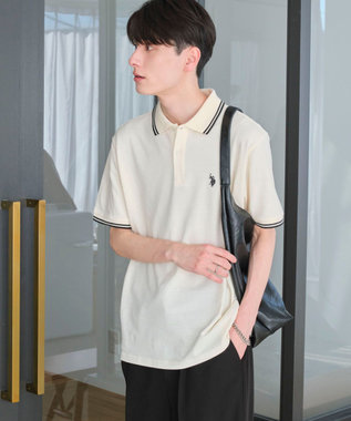 WEGO 【26年春夏新カラー登場/ユニセックス着用ITEM/SMLサイズ展開】U.S. POLO ASSN.別注ラインポロシャツ ホワイトアイボリー