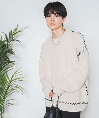 WEGO ハンドステッチプルオーバー ホワイトアイボリー