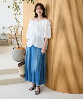 Green Parks ライトデニムサイドタックスカート Indigo