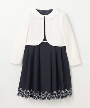 ANY KIDS 【2点セット】ジャケット＋裾刺繍ワンピース ネイビー