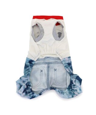 PET PARADISE Lee エコメイド  ブリーチロンパース 小型犬 ホワイト×ネイビー