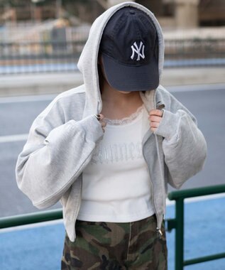  ダメージショートジップパーカー