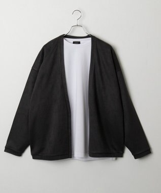 WEGO 【2点SET】フェイクスウェードアンサンブルカーディガン ブラック中濃色