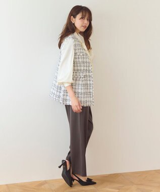 Feroux 【洗える】ラメツイード ジレ ホワイト系1