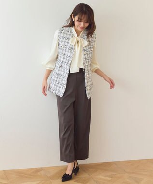 Feroux 【洗える】ラメツイード ジレ ホワイト系1