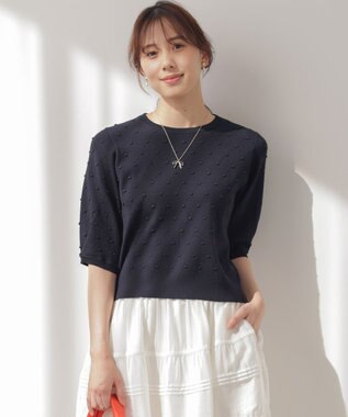  【先行予約・WEB限定】ポップコーンアーガイル5分袖 ニット