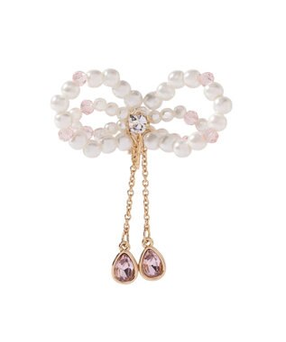 Maison de FLEUR パールリボンビジューイヤリング Light Pink