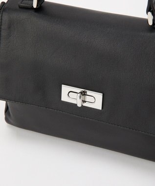 russet ソフトレザーフラップミニトートバッグ(CE-1674) Black