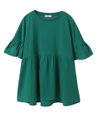 earth music&ecology 【接触冷感/洗濯機可】フリルドッキングポンチョＴ Green