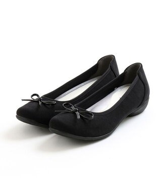 AcureZ カラーバリエーション豊かな人気NO.1リボンバレエ「母趾にやさしい美パンプス」 ブラックサテン