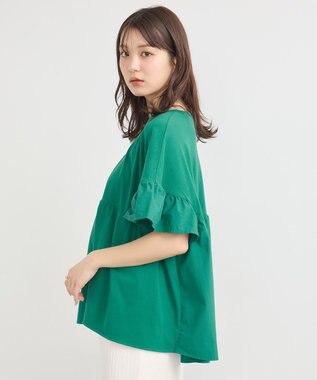 earth music&ecology 【接触冷感/洗濯機可】フリルドッキングポンチョＴ Green