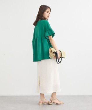 earth music&ecology 【接触冷感/洗濯機可】フリルドッキングポンチョＴ Green