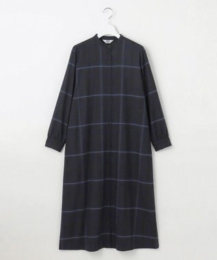 J.PRESS LADIES L 【洗える】テトロンレーヨン/ウール milledタータン ワンピース ネイビーチェック系