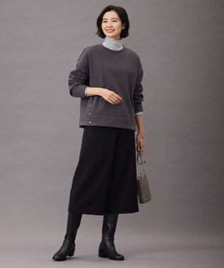 J.PRESS LADIES L タートルジャージー ボーダー カットソー グレー系1