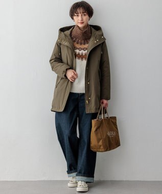 23区 L シャギージャガード タートルネック ニット オフベース