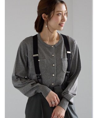 Te chichi ポケットデザインクルーネックカーディガン チャコールグレー