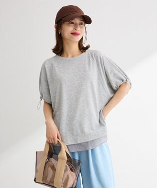 Green Parks 袖ドロストシアー裏毛ドッキングプルオーバー Gray Mixture