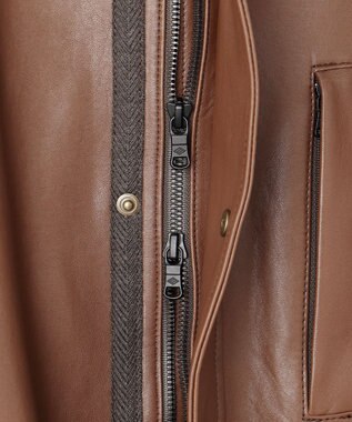 JOSEPH ABBOUD ベジタブルラムスキンレザーコート ダークブラウン系