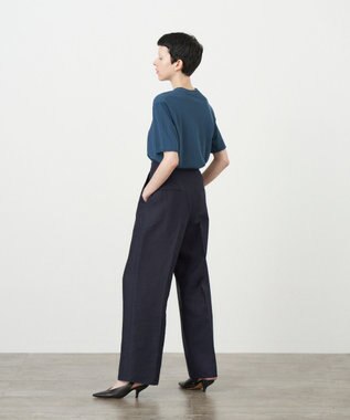ATON LINEN WEATHER | タックパンツ NAVY